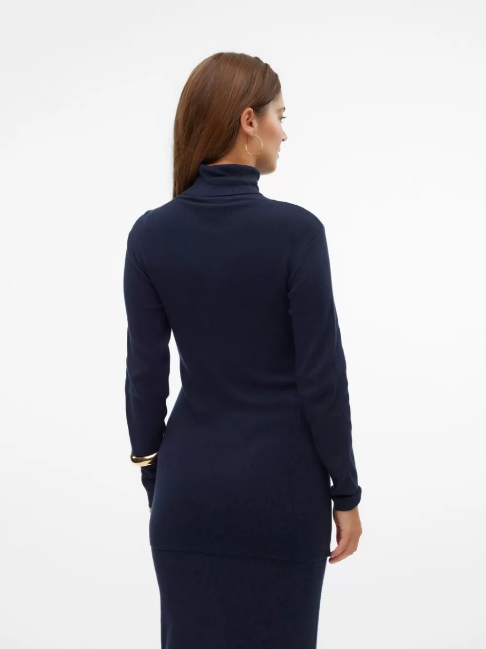 VERO MODA Kaksinkertainen poolokaulus Resorilliset hihansuut Neulepuserot Navy Blazer Clearance