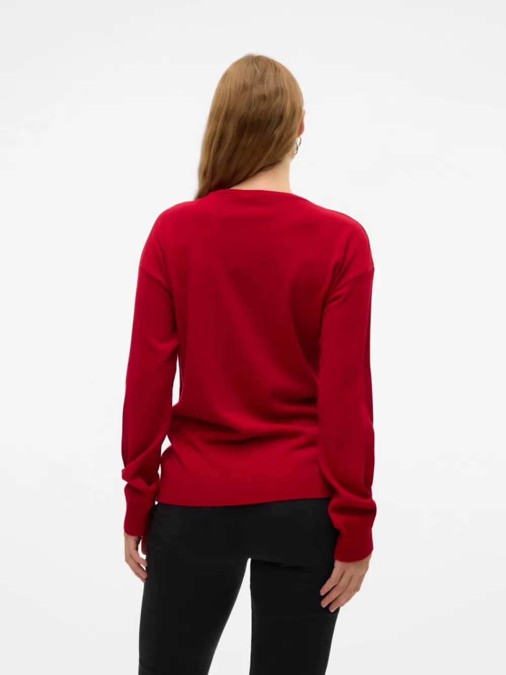 VERO MODA O-pääntie Resorilliset hihansuut Normaalit hihat Neulepuserot Chinese Red Discount