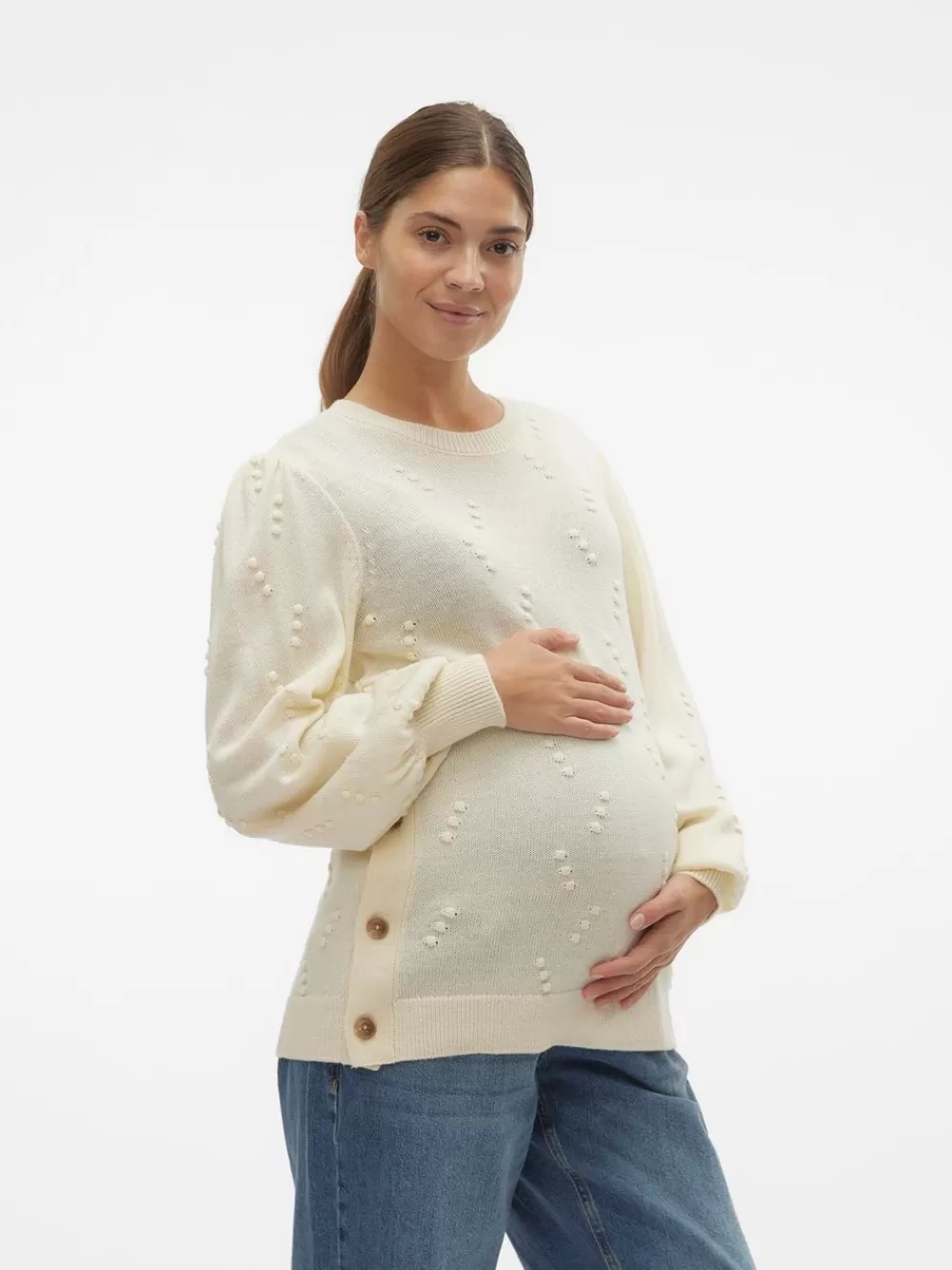 VERO MODA O-pääntie Resorilliset hihansuut Pallohihat Neulepuserot Birch Shop