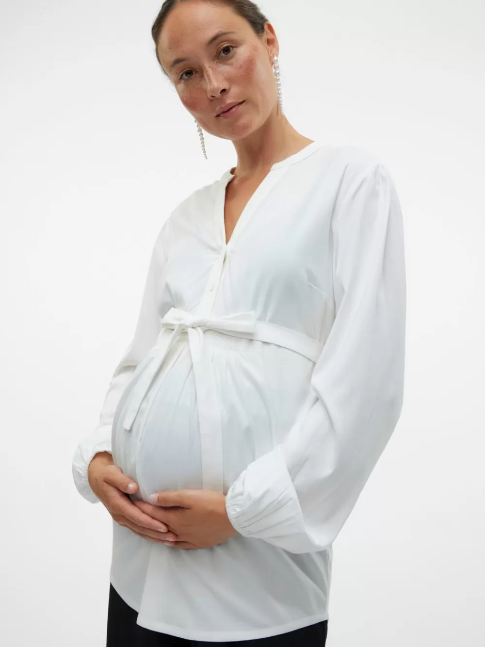 VERO MODA Regular fit Kiinalaiskaulus Topit Snow White Best Sale