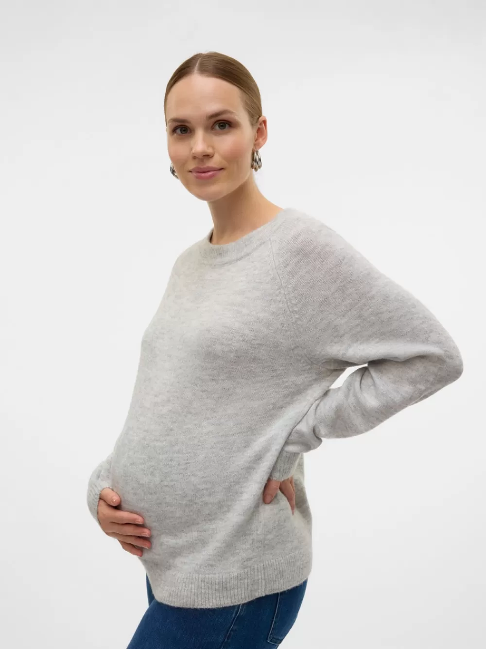 VERO MODA Regular fit O-pääntie Neulepuserot Light Grey Melange Cheap