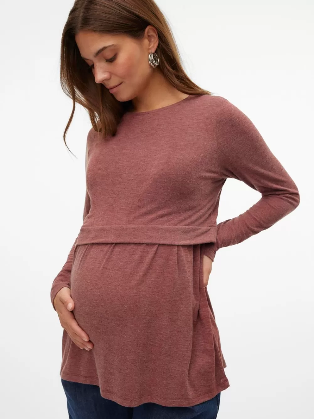 VERO MODA Regular fit O-pääntie Topit Fired Brick Clearance