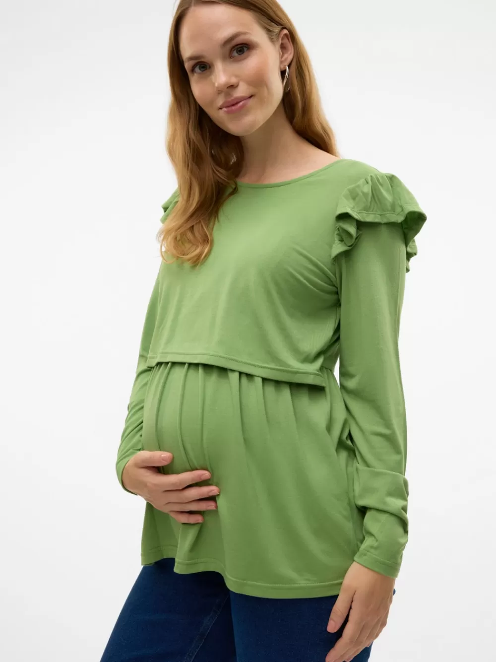 VERO MODA Regular fit O-pääntie Topit Forest Green Cheap