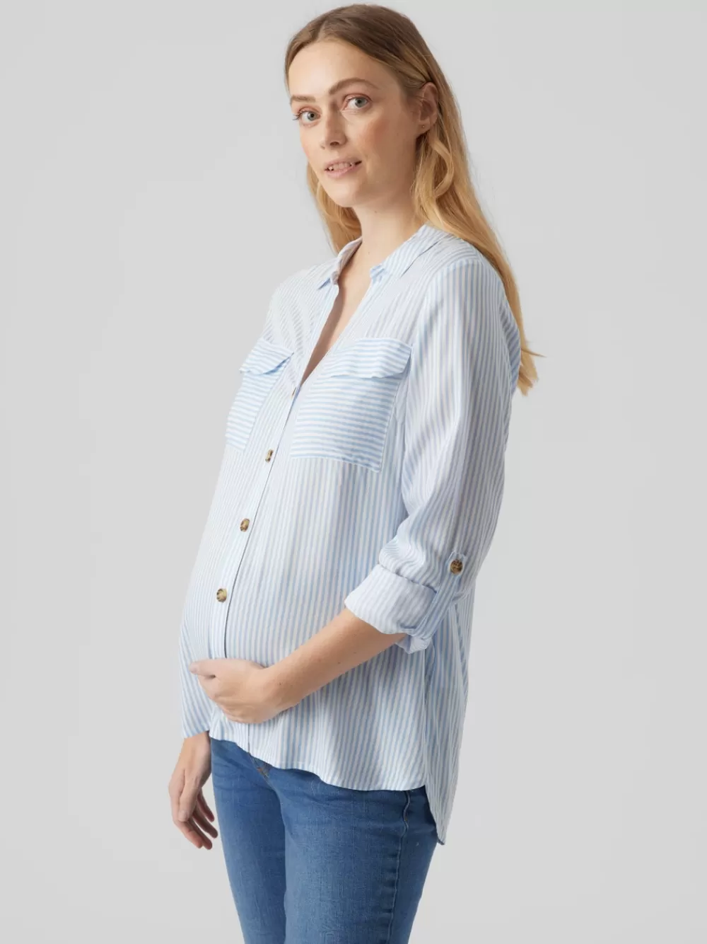 VERO MODA Regular fit Paitakaulus Topit Blue Bell Discount