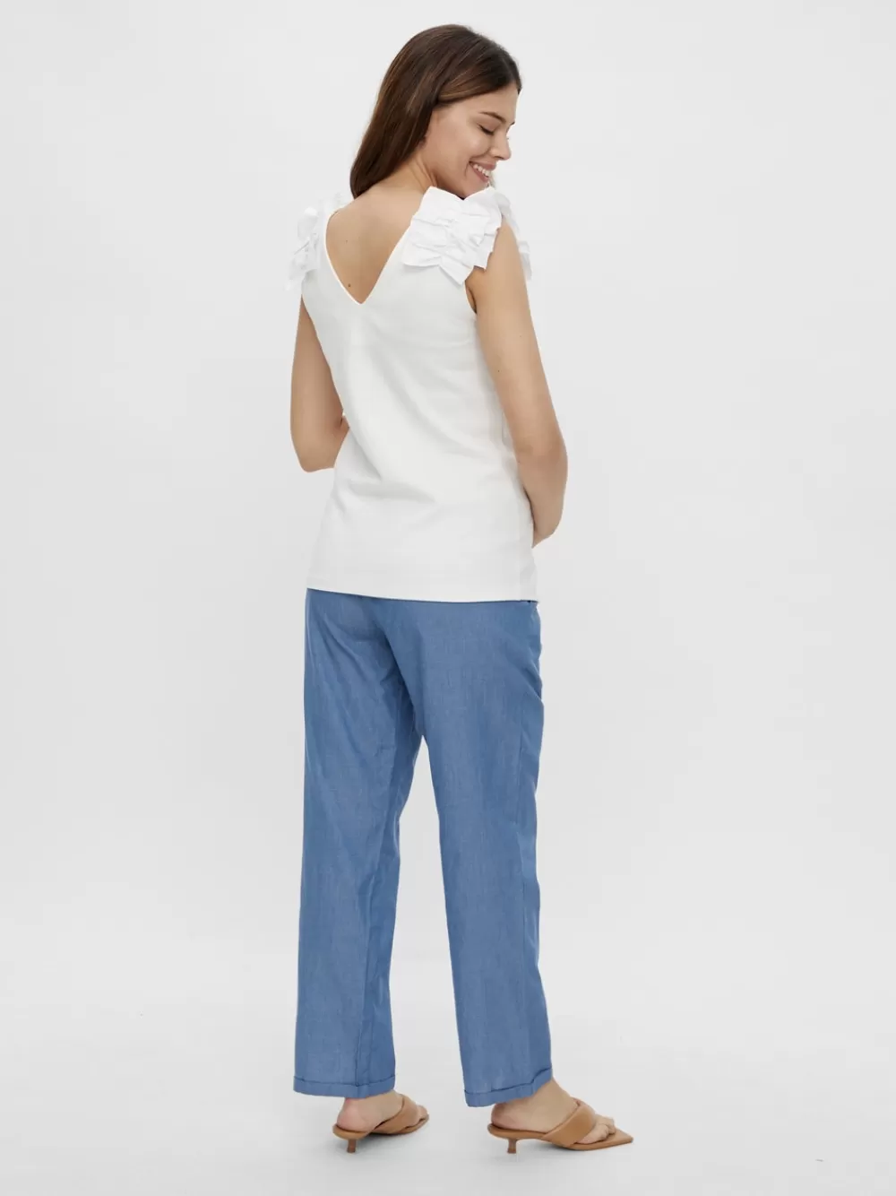 VERO MODA Regular fit V-pääntie Hihattomat topit Bright White Cheap