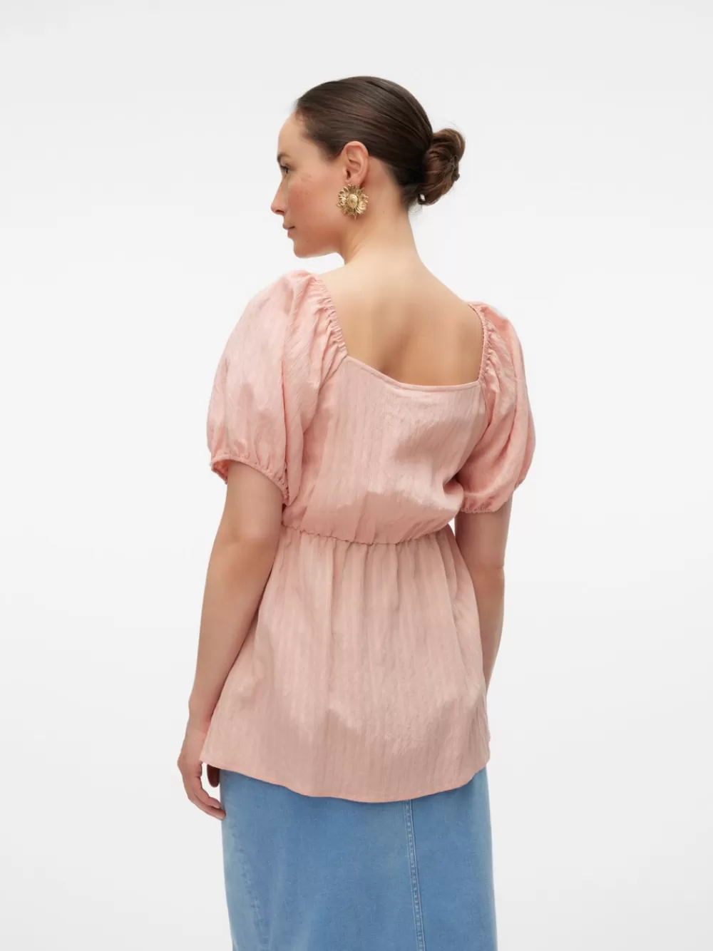 VERO MODA Regular fit V-pääntie Joustavat hihansuut Pallohihat Topit Peach Melba Fashion