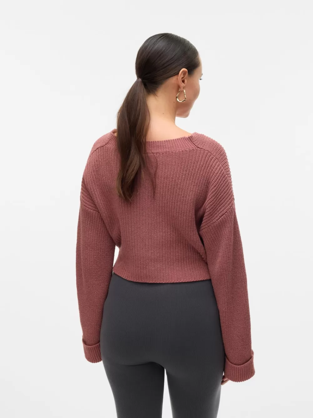 VERO MODA Regular fit V-pääntie Käännetyt hihansuut Pudotetut olkapäät Neulepuserot Nostalgia Rose Shop