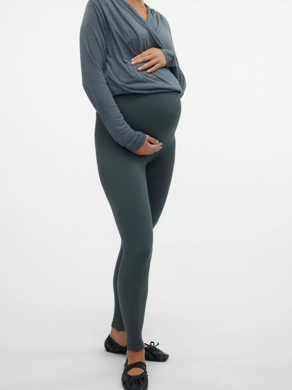 VERO MODA Slim fit Korkea vyötärö Leggingsit Asphalt New