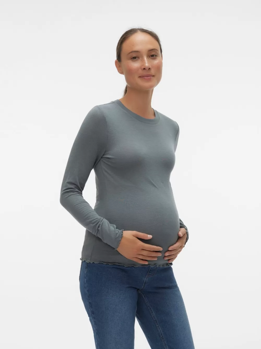 VERO MODA Slim fit O-pääntie Topit Balsam Green Hot