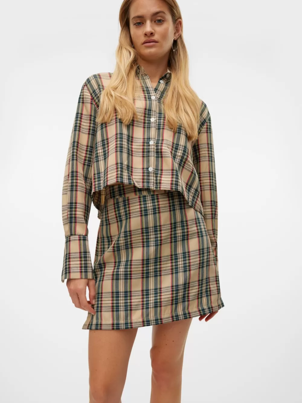 VERO MODA SNCOURTENEY Korkea vyötärö Minihame Oatmeal New