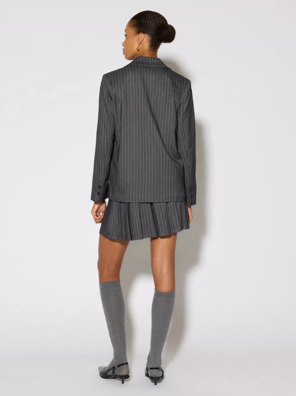 VERO MODA SNKARA Korkea vyötärö Minihame Grey Pinstripe Discount