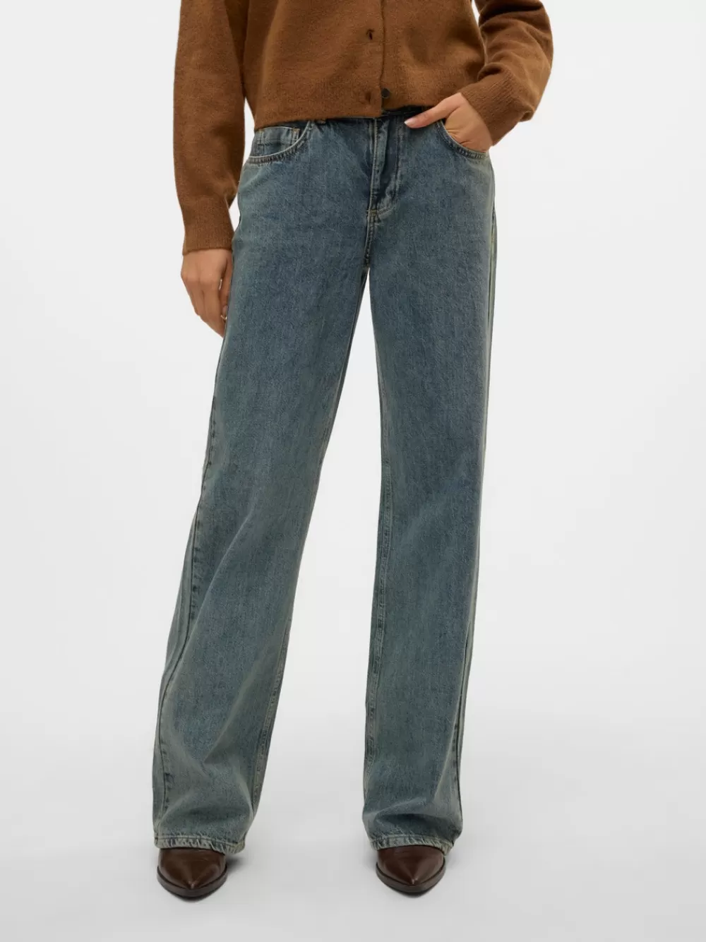 VERO MODA SNRANCY Normaali vyötärö Wide fit Farkut Blue Denim Best Sale