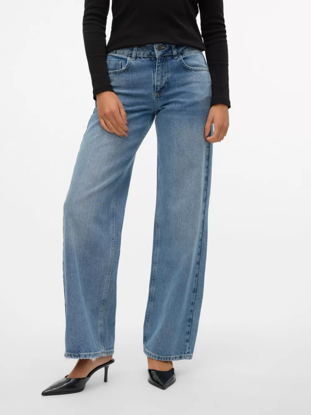 VERO MODA SNRANCY Normaali vyötärö Wide fit Farkut Light Blue Denim Online