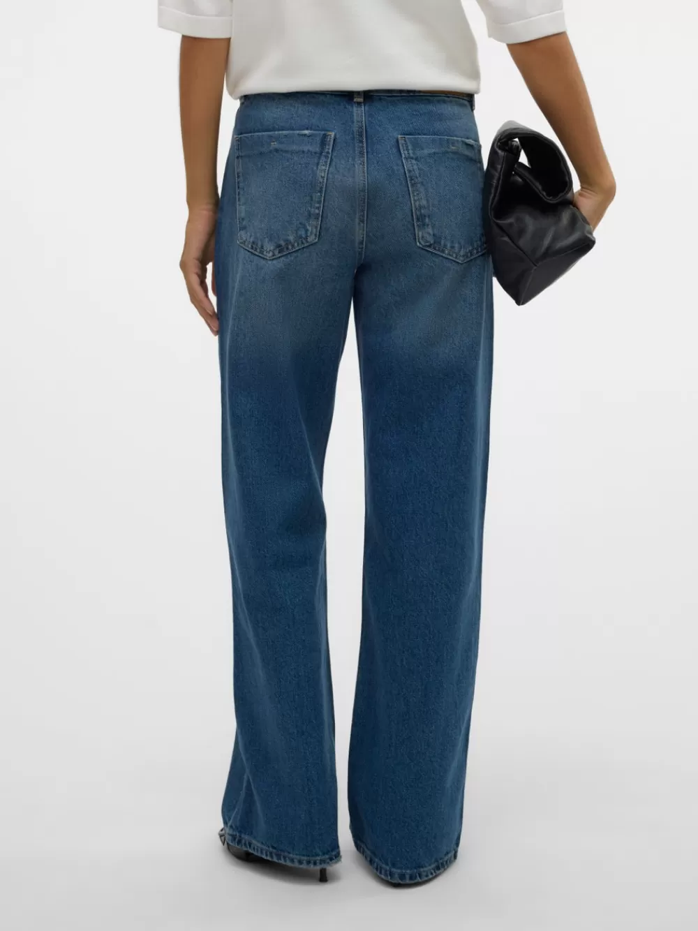 VERO MODA SNRANCY Normaali vyötärö Wide fit Farkut Medium Blue Denim Outlet