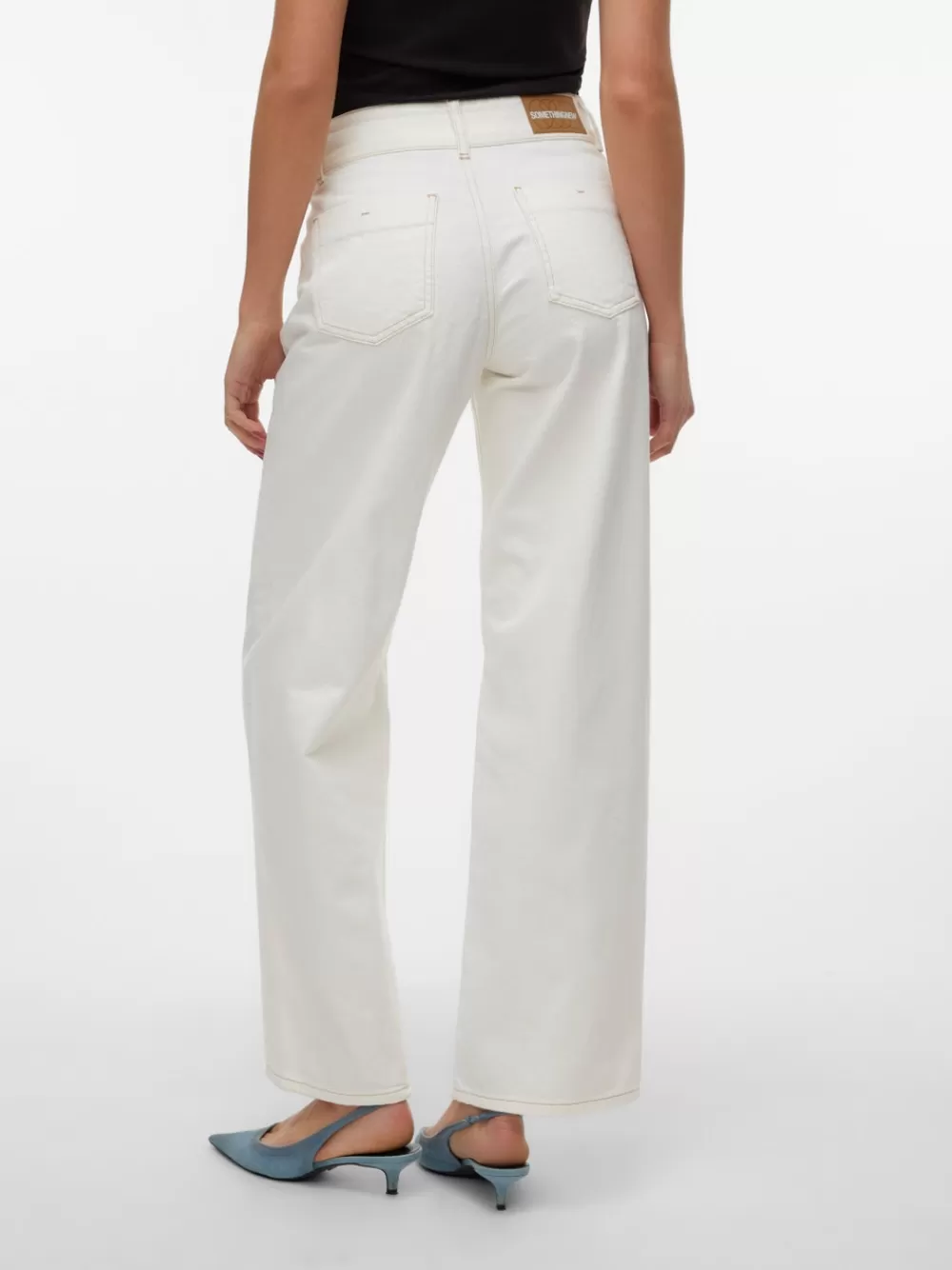 VERO MODA SNRANCY Normaali vyötärö Wide fit Farkut White Denim Best Sale