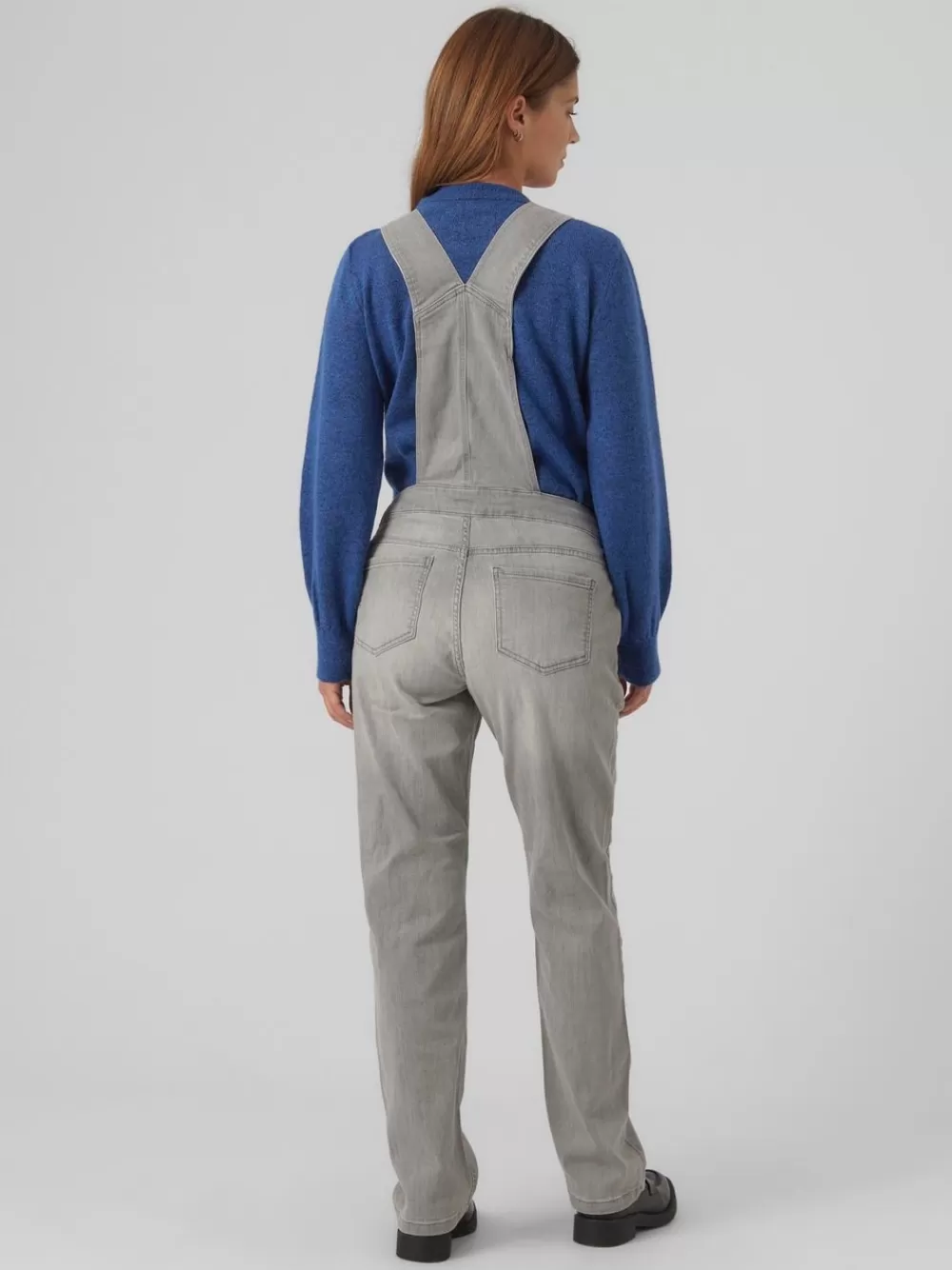 VERO MODA Straight fit Yksi soljella säädettävä hihna Farkkuhaalarit Light Grey Denim New
