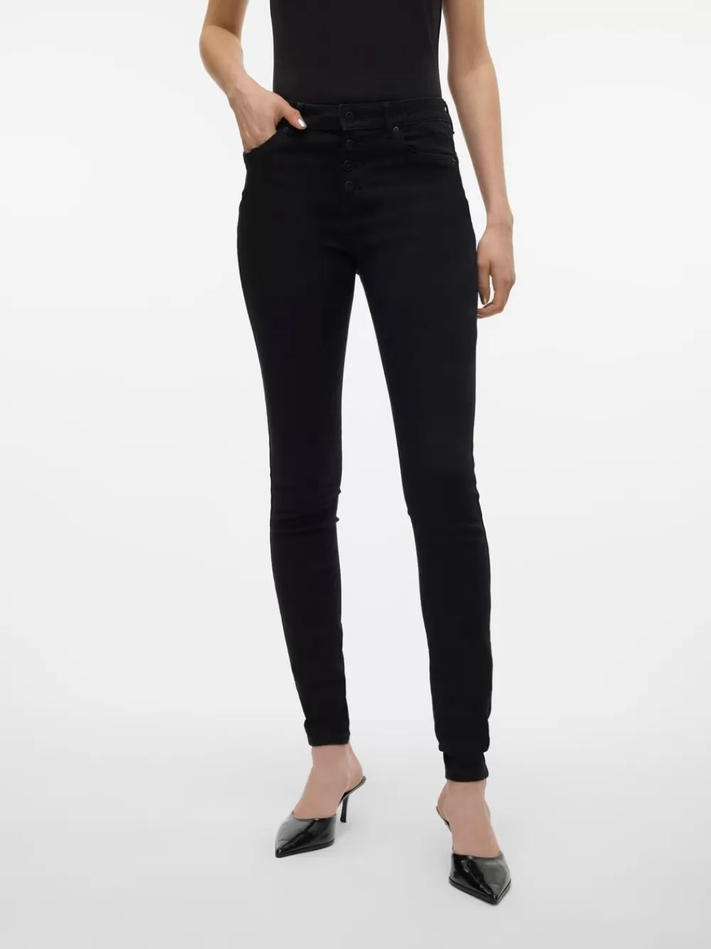 VERO MODA VMALIA Normaali vyötärö Slim straight fit Farkut Black Best