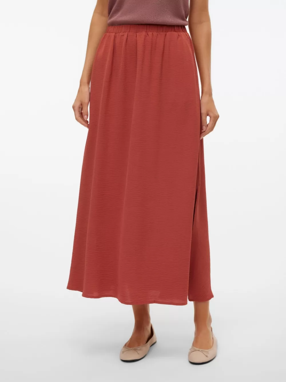 VERO MODA VMALVA Korkea vyötärö Pitkä hame Marsala New