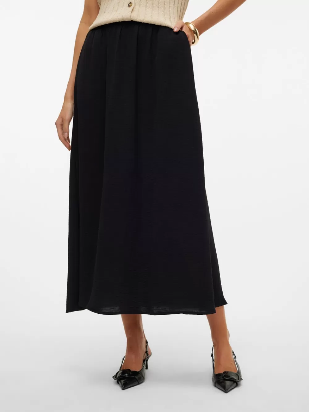 VERO MODA VMALVA Korkea vyötärö Pitkä hame Black Flash Sale