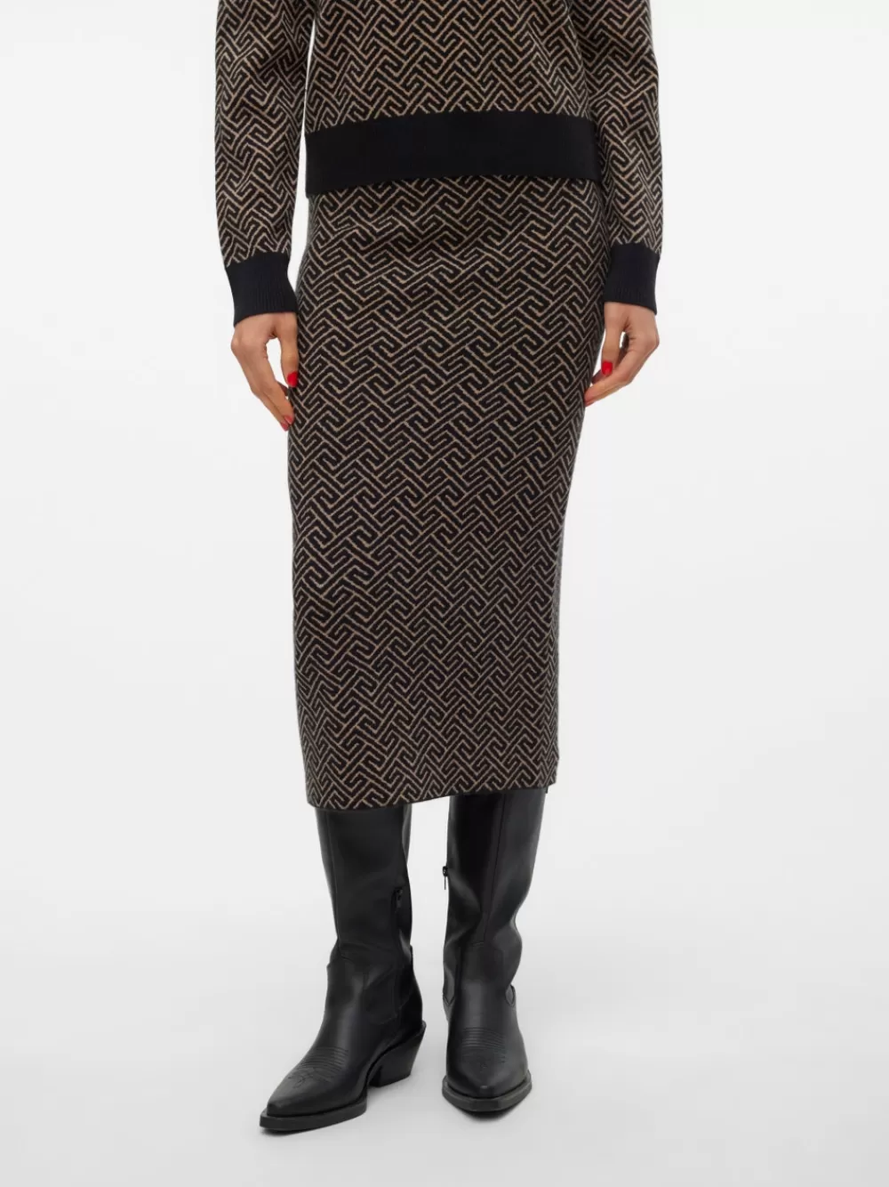 VERO MODA VMARIA Korkea vyötärö Pitkä hame Black Discount