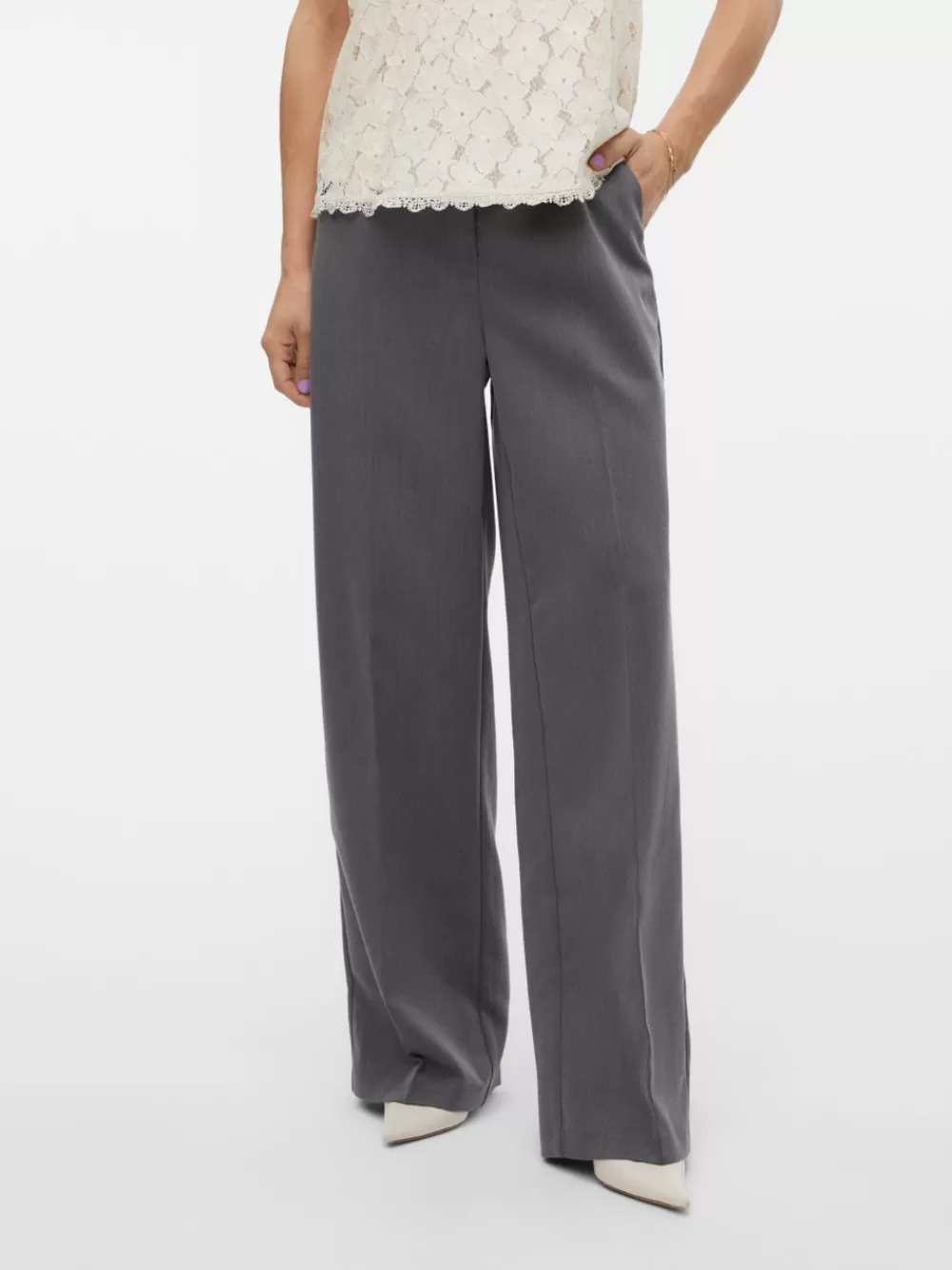 VERO MODA VMBEATE Korkea vyötärö Housut Medium Grey Melange Online
