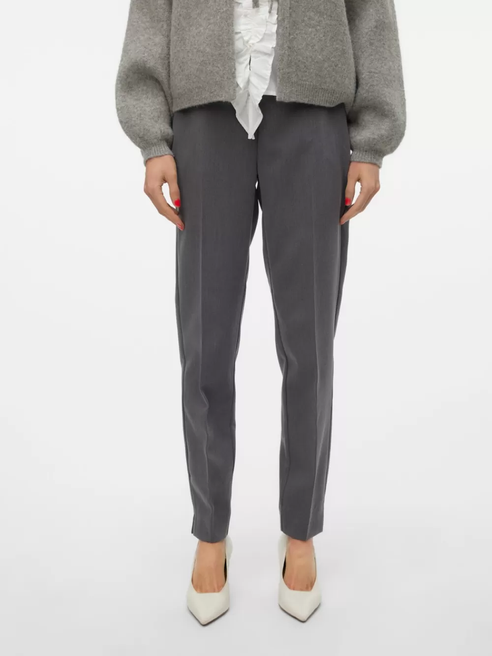 VERO MODA VMBEATE Korkea vyötärö Housut Medium Grey Melange Cheap