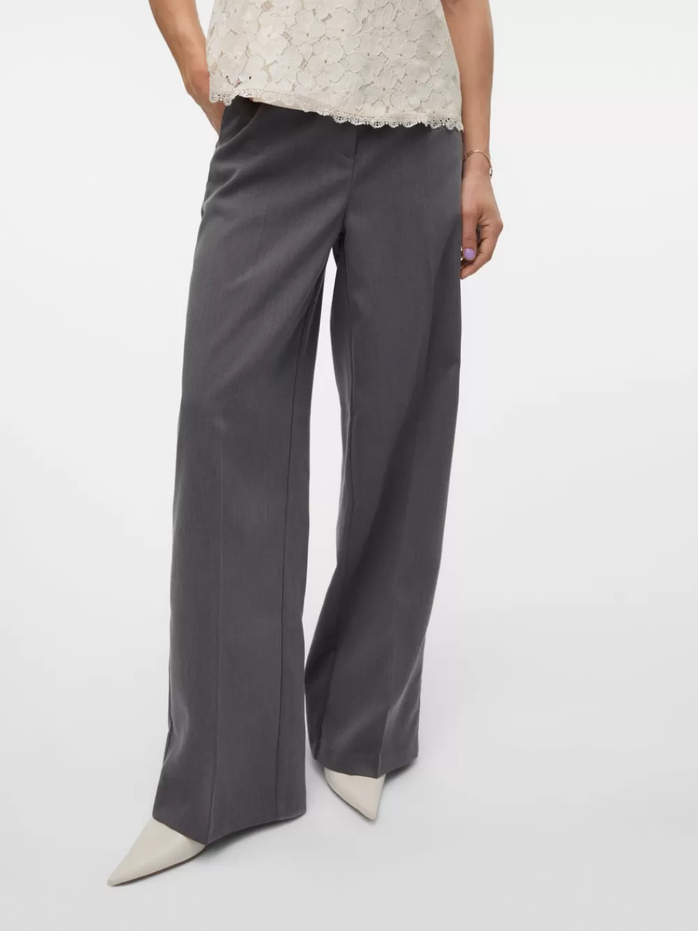 VERO MODA VMBEATE Korkea vyötärö Housut Medium Grey Melange Online