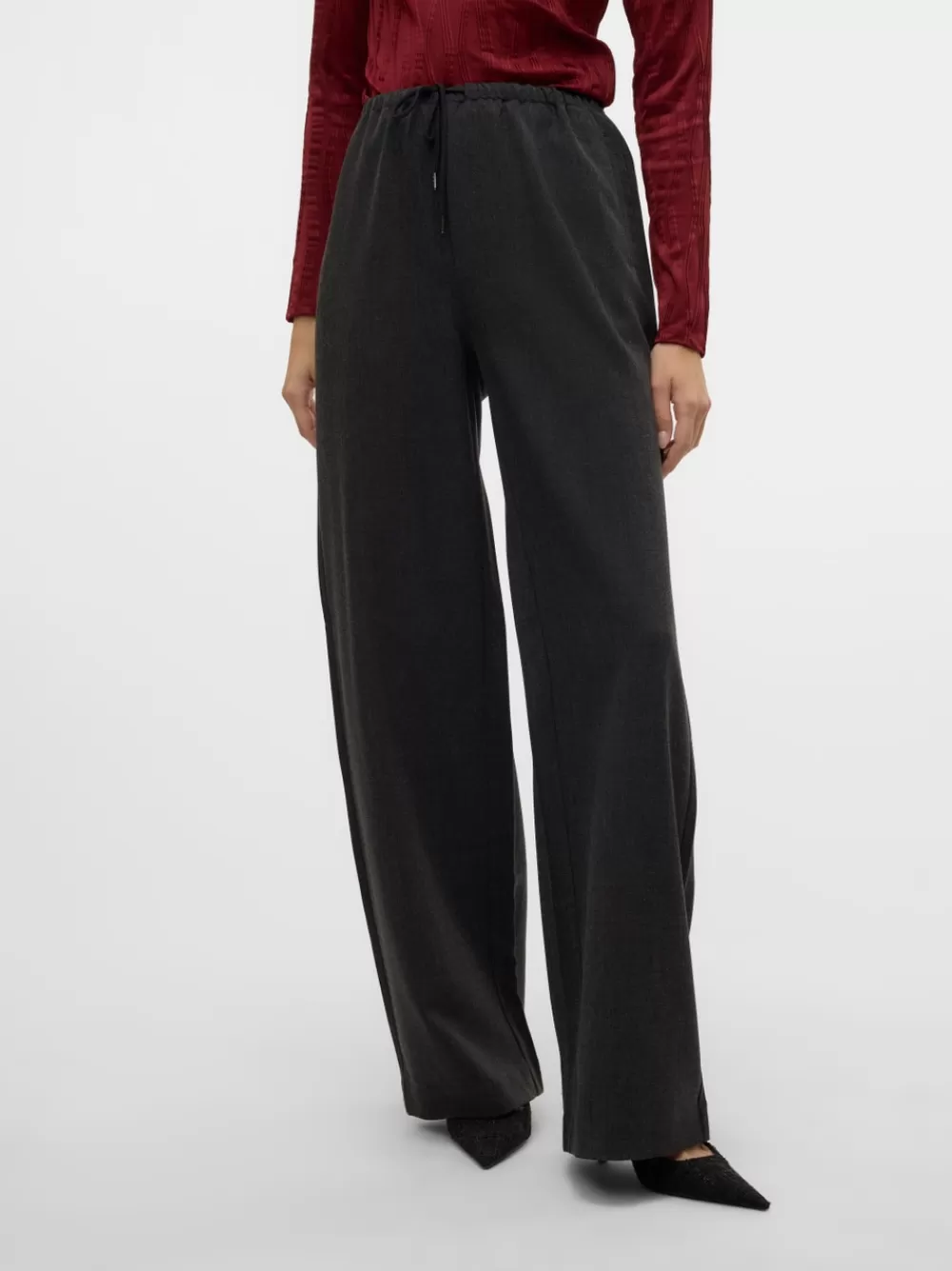 VERO MODA VMBESTIE Normaali vyötärö Housut Dark Grey Melange Clearance