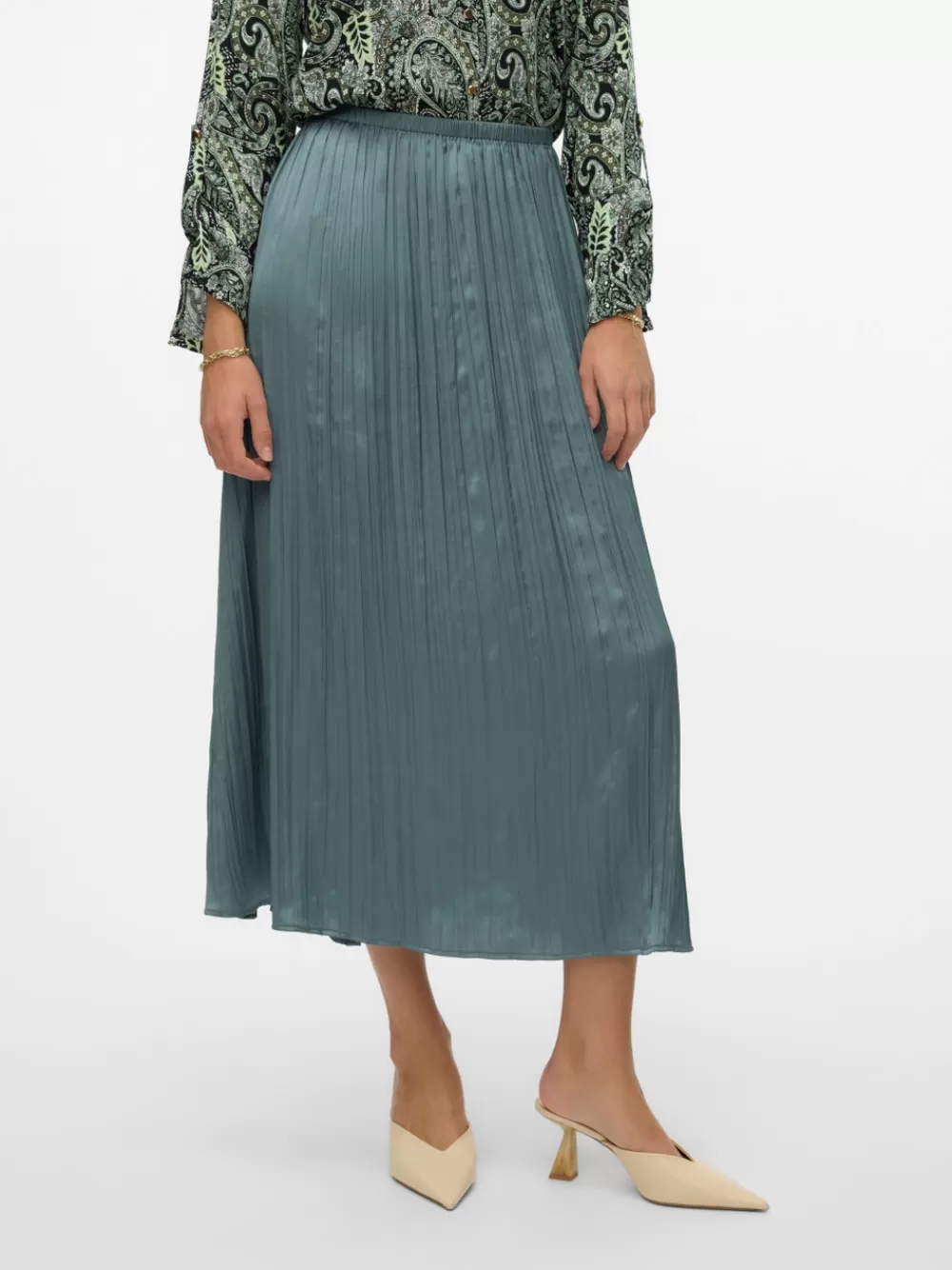 VERO MODA VMBILLIE Korkea vyötärö Pitkä hame Balsam Green Discount