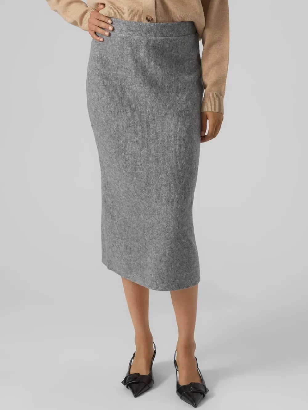 VERO MODA VMBLIS Korkea vyötärö Midihame Light Grey Melange Store