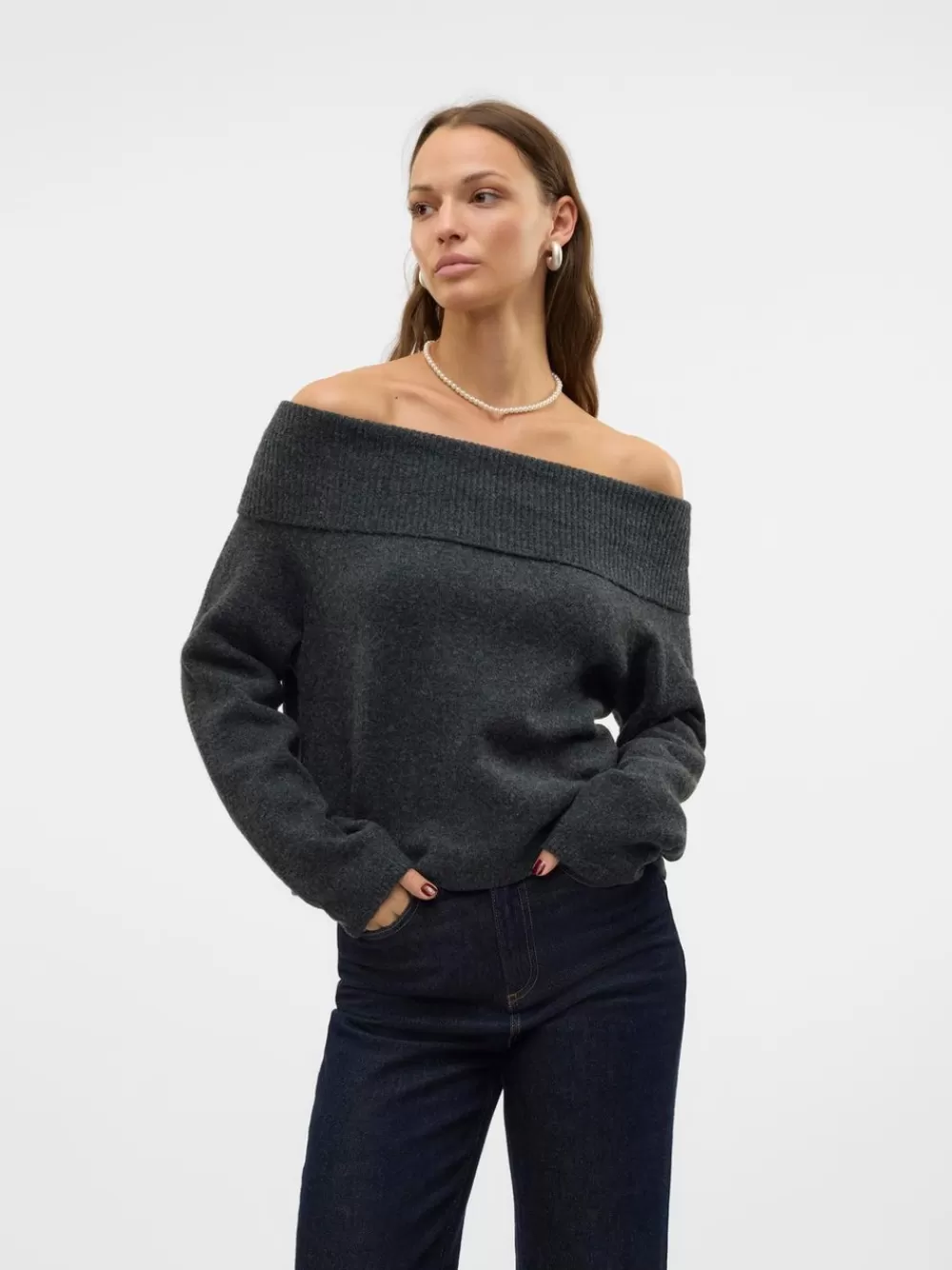 VERO MODA VMBOOM Neulepuserot Dark Grey Melange Store