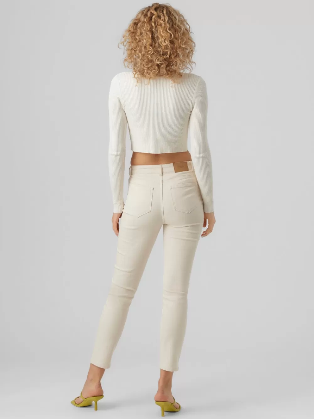 VERO MODA VMBRENDA Korkea vyötärö Straight fit Farkut Ecru Best