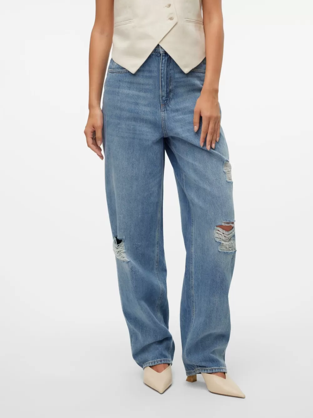 VERO MODA VMBROOKLYN Normaali vyötärö Baggy fit Farkut Medium Blue Denim Best Sale