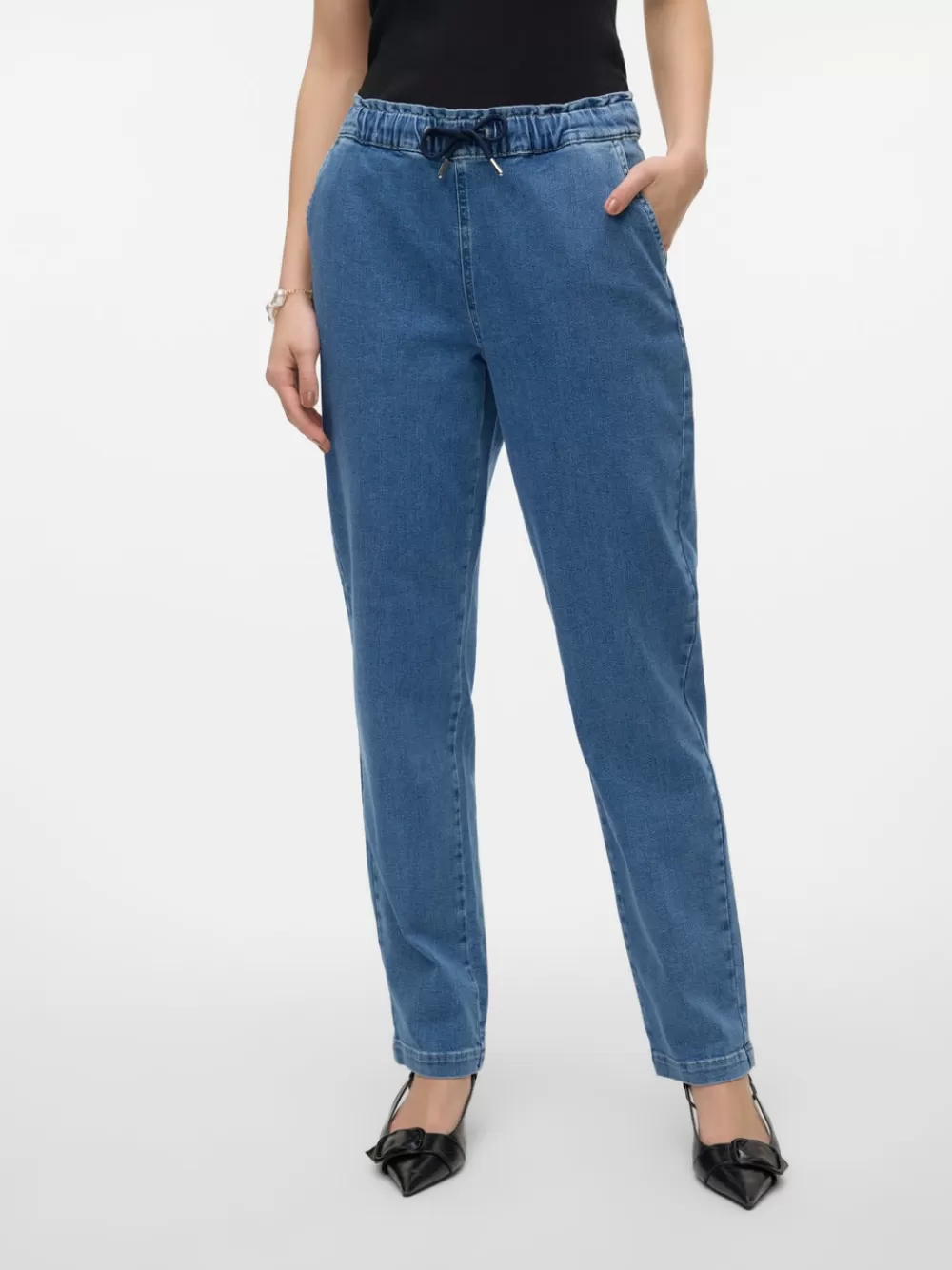 VERO MODA VMCALLIE Normaali vyötärö Loose carrot fit Farkut Medium Blue Denim New
