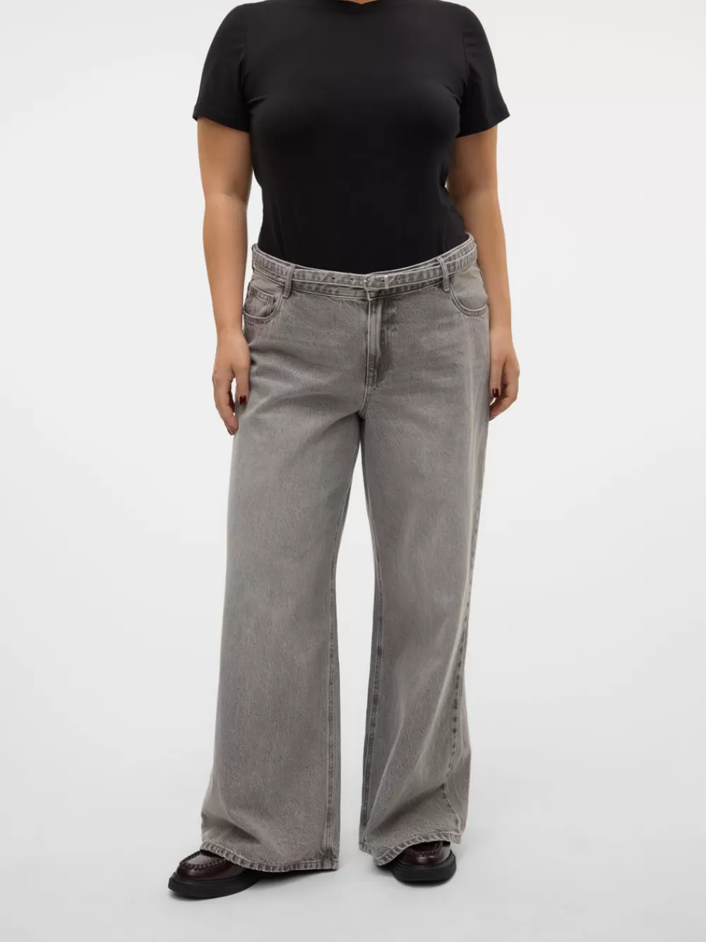 VERO MODA VMCANNET Normaali vyötärö Wide leg fit Farkut Medium Grey Denim Flash Sale