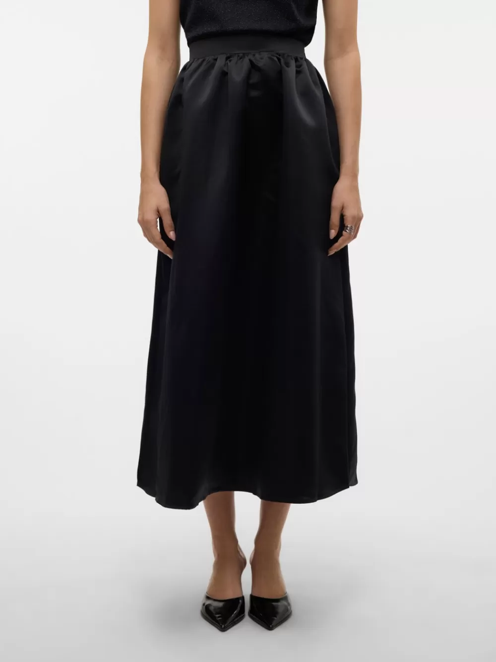 VERO MODA VMCARLA Korkea vyötärö Pitkä hame Black New