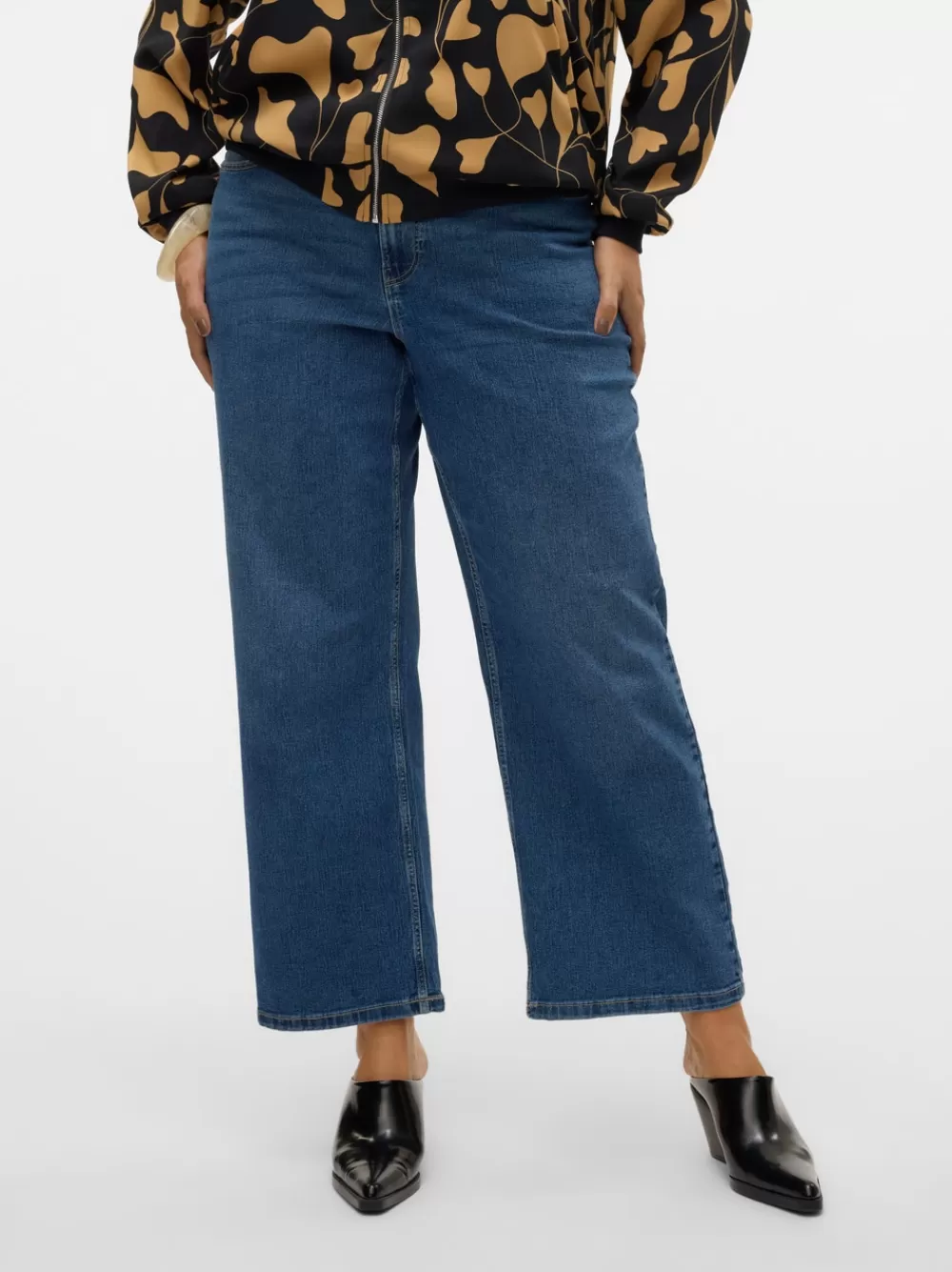 VERO MODA VMCEVALINA Normaali vyötärö Loose fit Farkut Dark Blue Denim Online