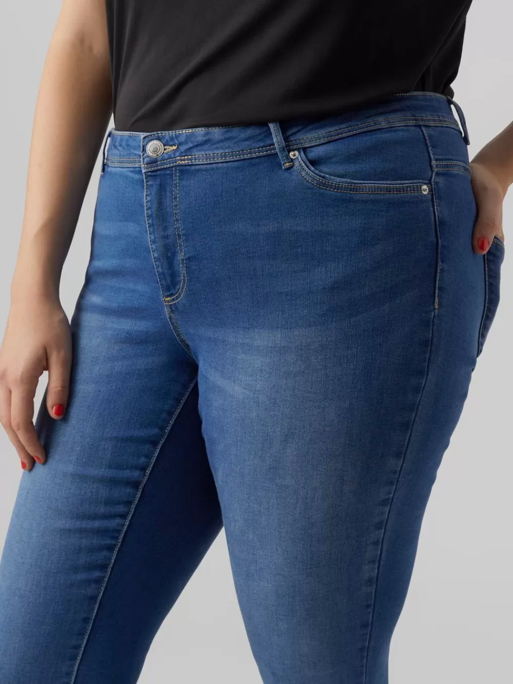 VERO MODA VMCFANYA Normaali vyötärö Slim fit Farkut Medium Blue Denim Discount
