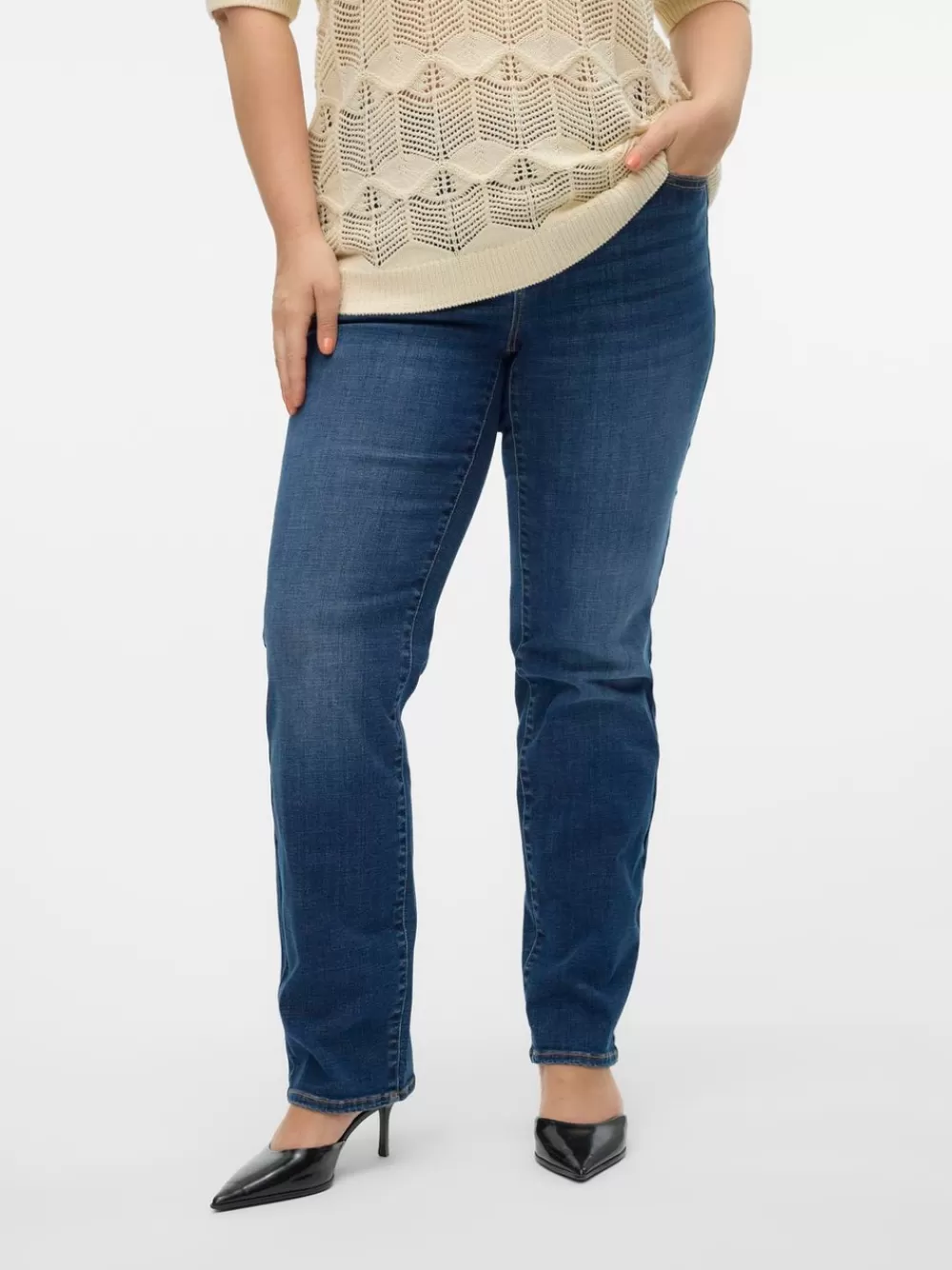 VERO MODA VMCFLASH Normaali vyötärö Straight fit Farkut Dark Blue Denim Clearance
