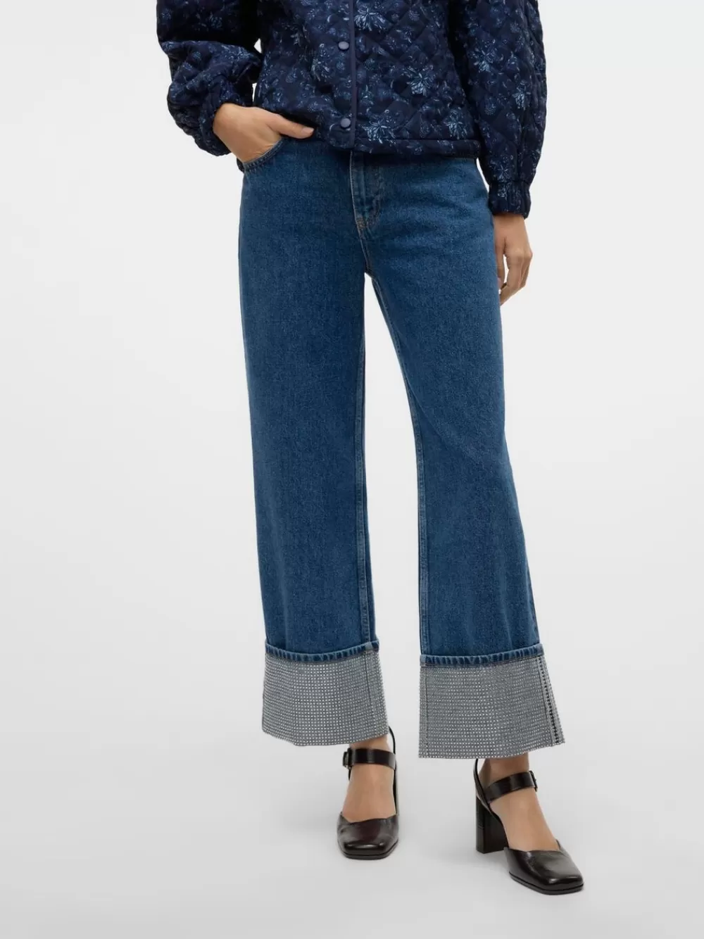 VERO MODA VMCHLOE Korkea vyötärö Wide leg fit Farkut Medium Blue Denim Discount