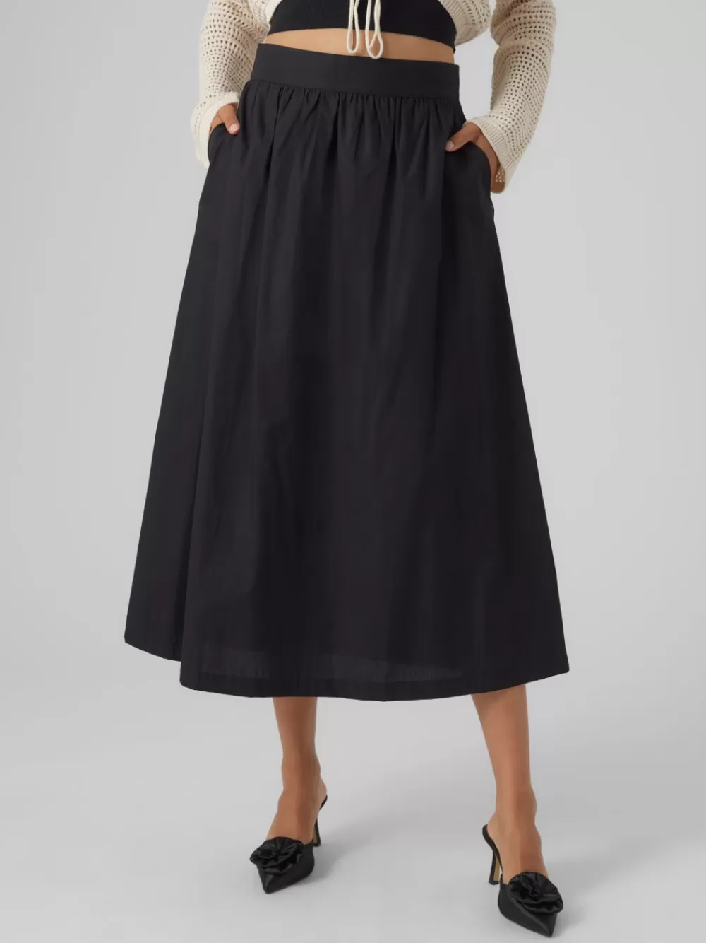 VERO MODA VMCILLA Korkea vyötärö Pitkä hame Black New
