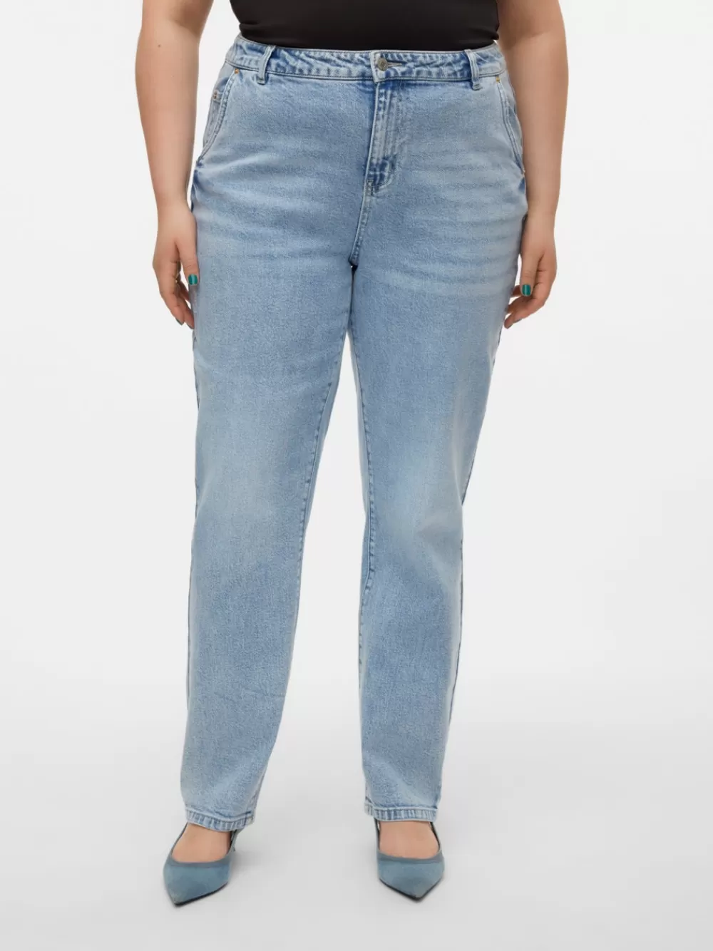 VERO MODA VMCISA Korkea vyötärö Mom fit Farkut Light Blue Denim Outlet