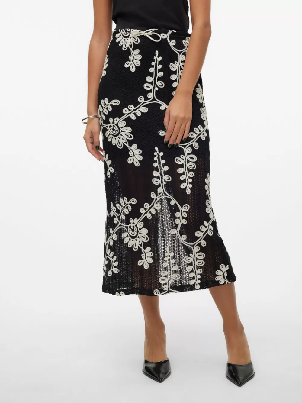 VERO MODA VMCLARA Korkea vyötärö Pitkä hame Black Flash Sale