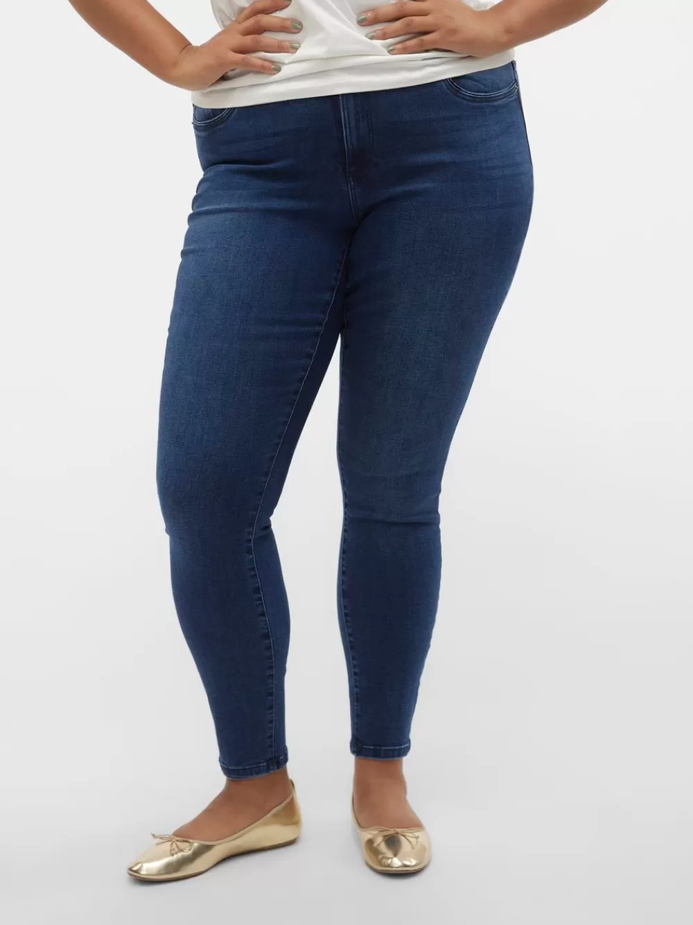 VERO MODA VMCTANYA Korkea vyötärö Skinny fit Farkut Dark Blue Denim Flash Sale