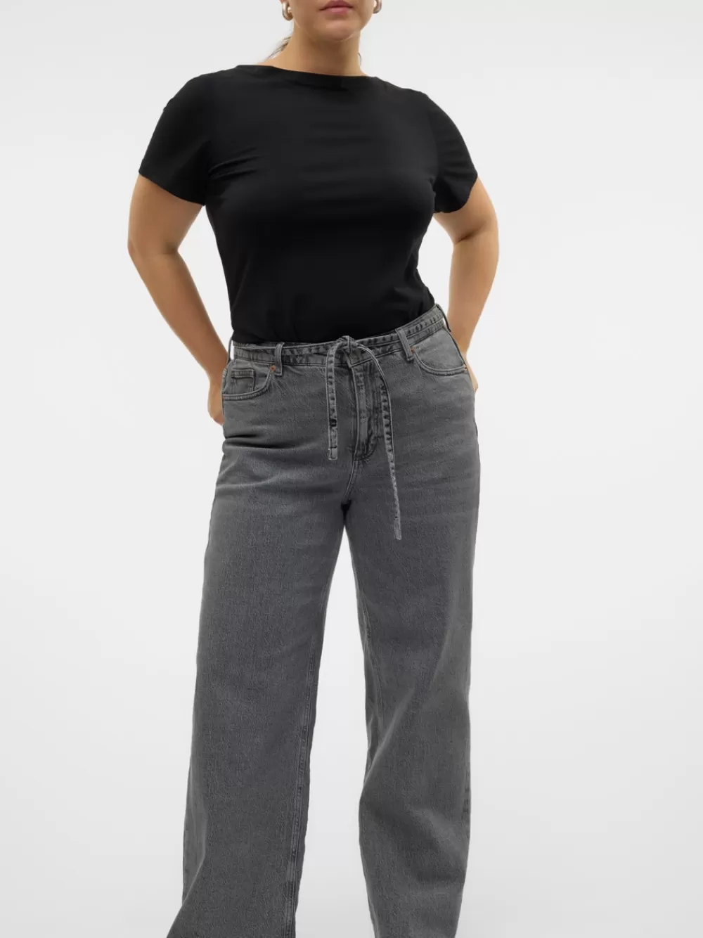 VERO MODA VMCTESSA Korkea vyötärö Wide leg fit Farkut Medium Grey Denim Flash Sale
