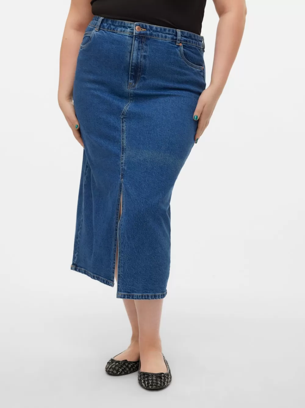 VERO MODA VMCVERI Korkea vyötärö Pitkä hame Medium Blue Denim Cheap