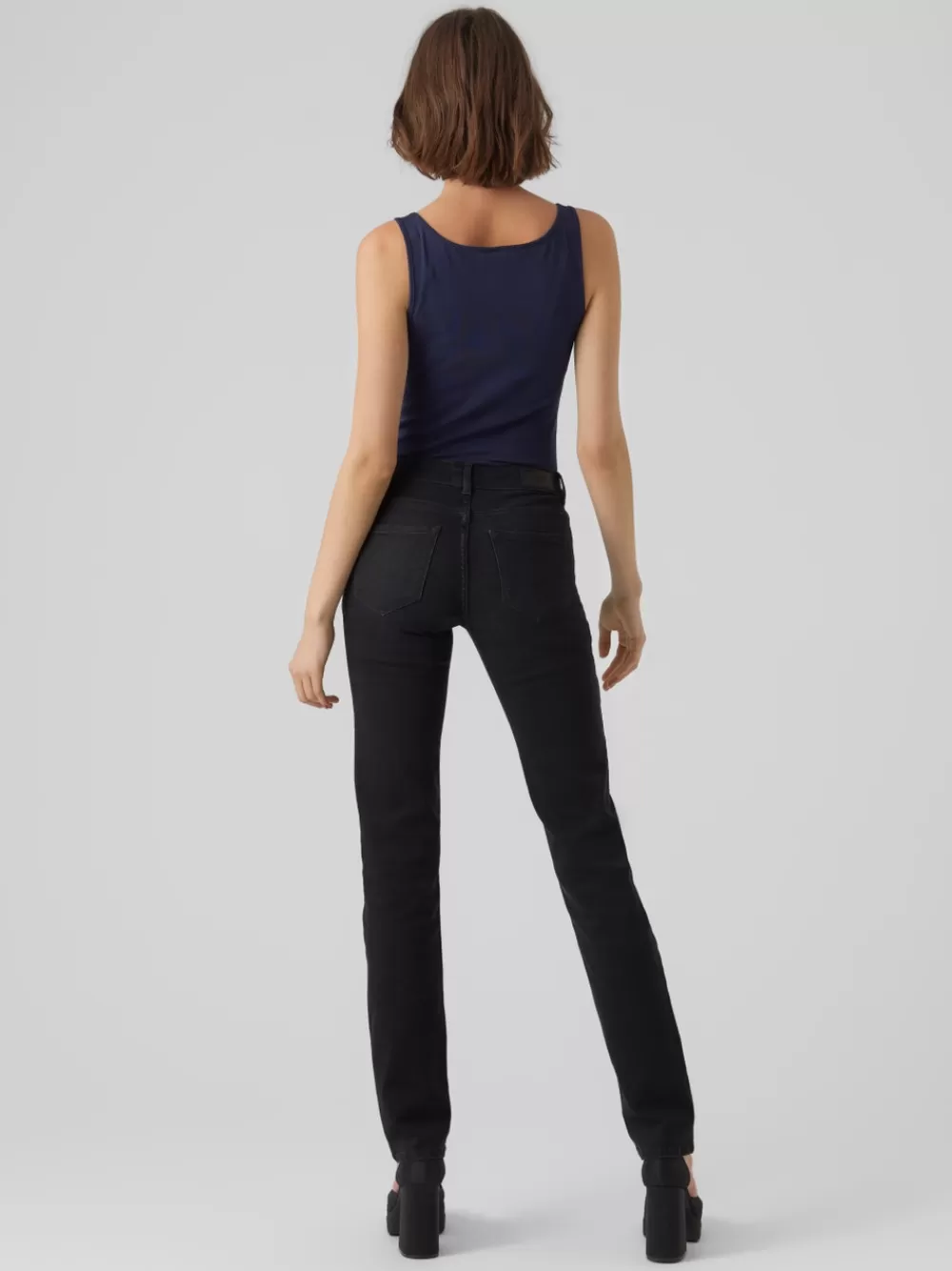 VERO MODA VMDAF Normaali vyötärö Straight fit Farkut Black Denim Flash Sale