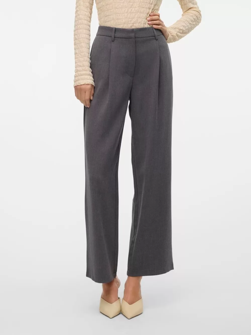 VERO MODA VMDINA Korkea vyötärö Housut Dark Grey Melange Store