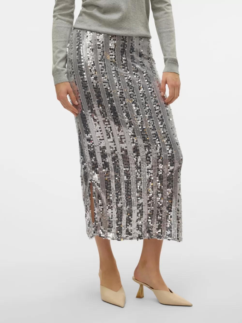VERO MODA VMEFA Normaali vyötärö Pitkä hame Silver Clearance