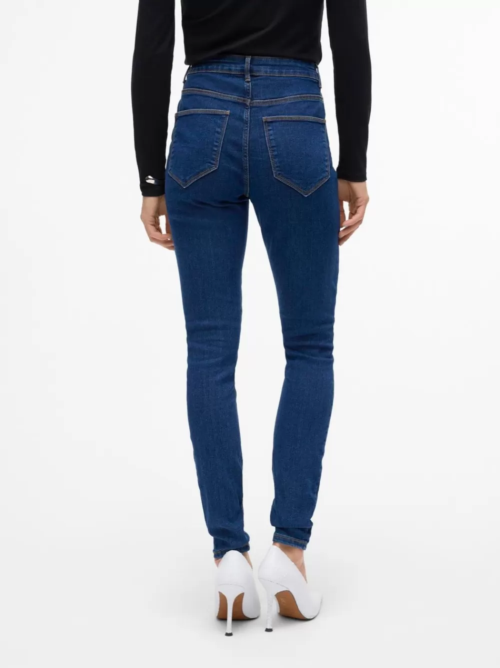 VERO MODA VMELLY Normaali vyötärö Skinny fit Farkut Dark Blue Denim Best